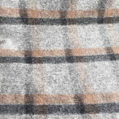 Mélange laine/polyester écossais - Gris beige