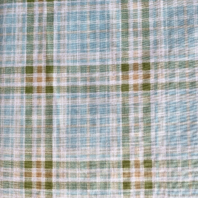 Tissu à carreaux vert clair et jaune pale