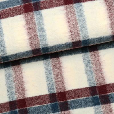 Mélange laine/polyester écossais - Bordeaux marine