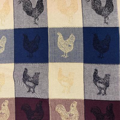 Tissu damassé écossais poules et coqs