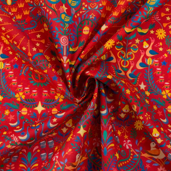 Tissu LibertyTana Lawn® 12 Days of Christmas Red