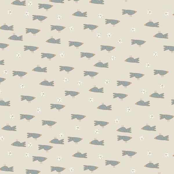 Tissu heartstrings oiseaux bleus