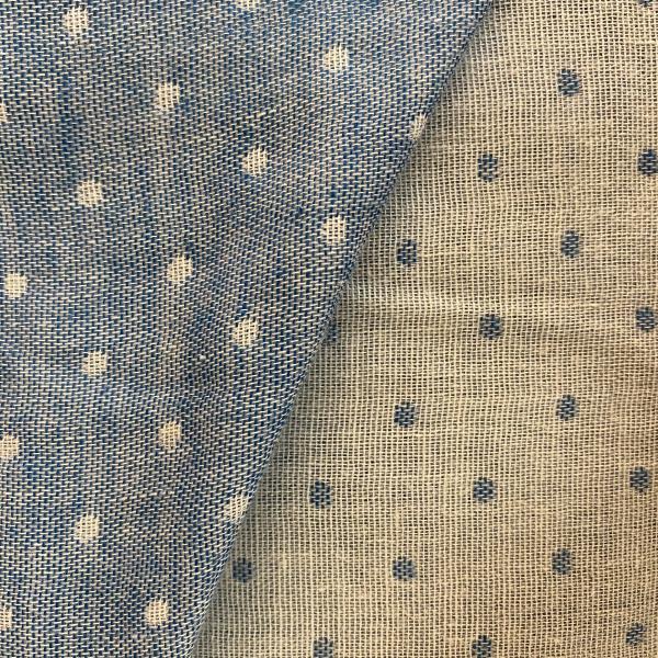 Double gaze chambray bleu jean réversible à pois