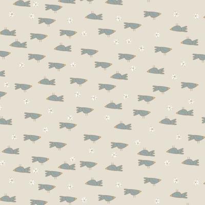 Tissu heartstrings oiseaux bleus