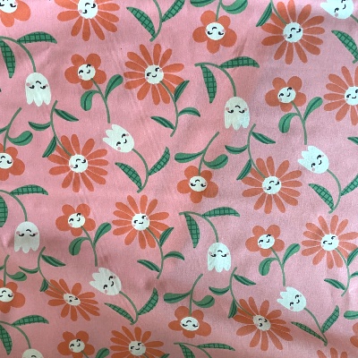 Coton enduit tulipes et marguerites