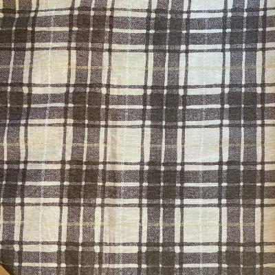 Tissu à carreaux marron et écru - Lecien
