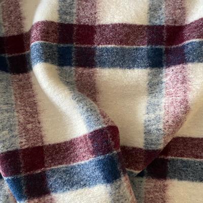 Mlange laine/polyester cossais - Bordeaux marine