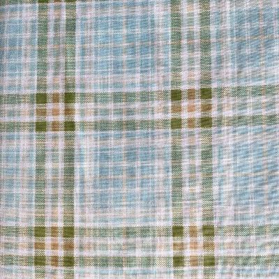 Tissu  carreaux vert clair et jaune pale