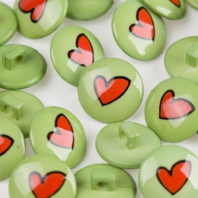 Bouton coeur rouge et vert