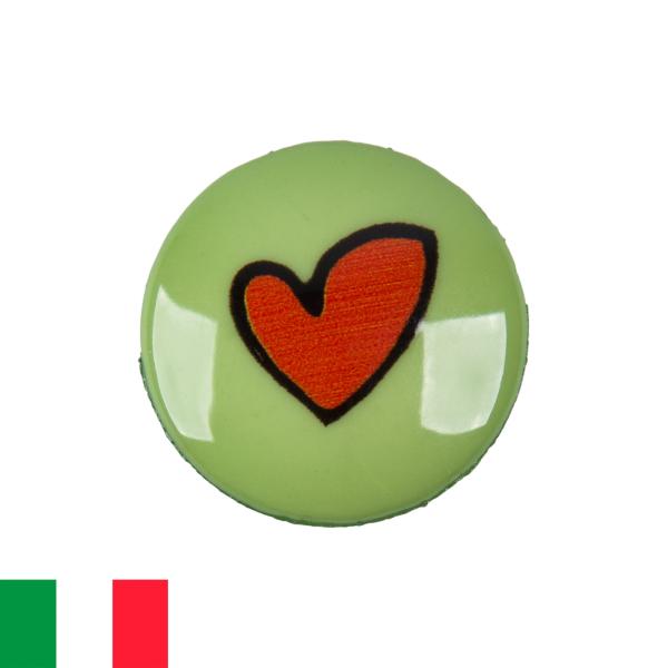 Bouton coeur rouge et vert