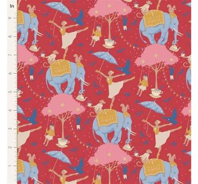 Coll. Jubilee - Tissu lphants - rouge 