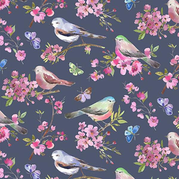 Tissu blueberry spring birds